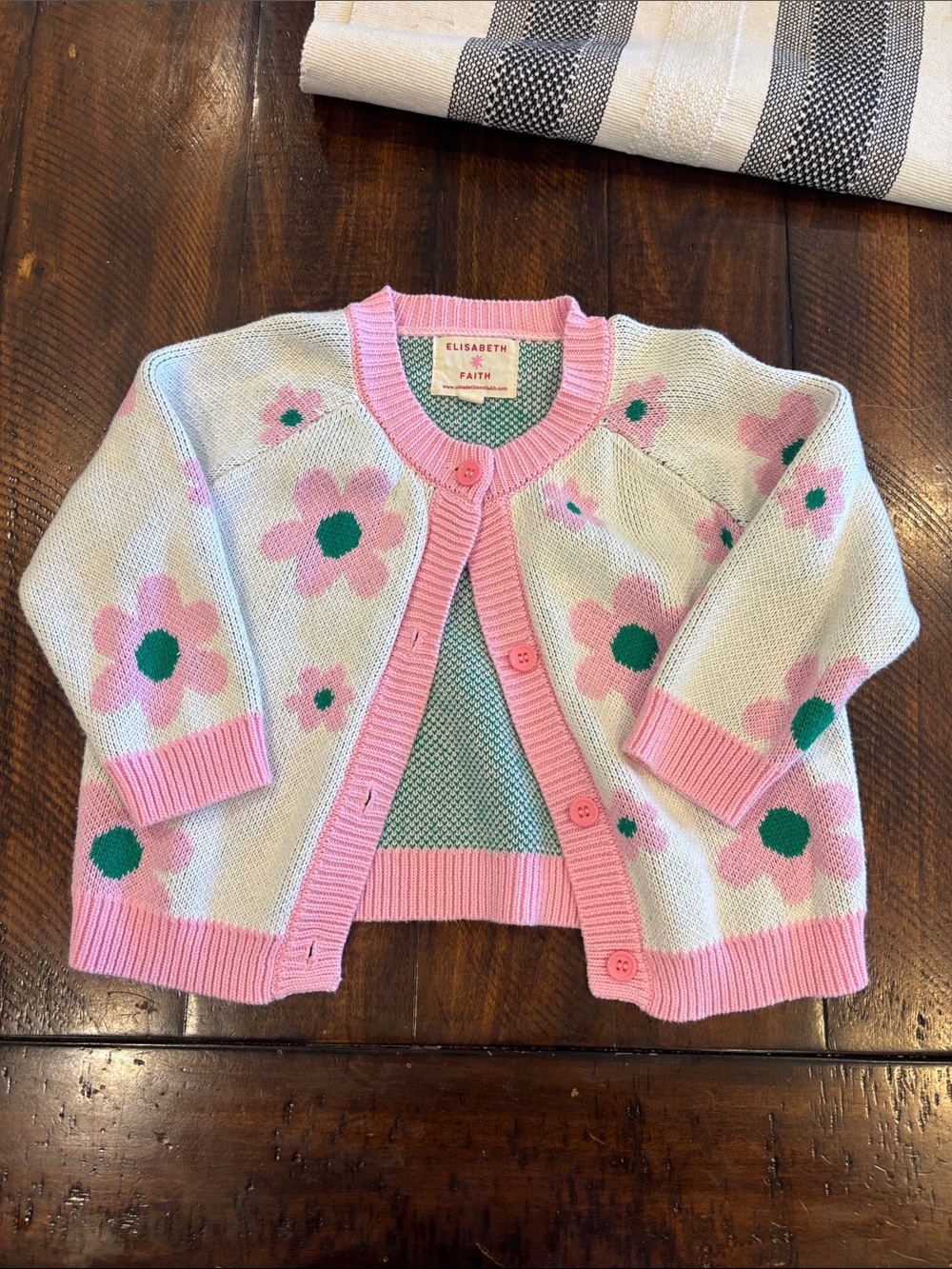 Pink Floral Knit Cardigan for Kids